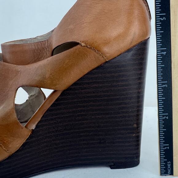 MRKT Cleo Womens US 7 Whiskey Brown Leather Wedge Ankle Boot Booties Shoes - Picture 8 of 10